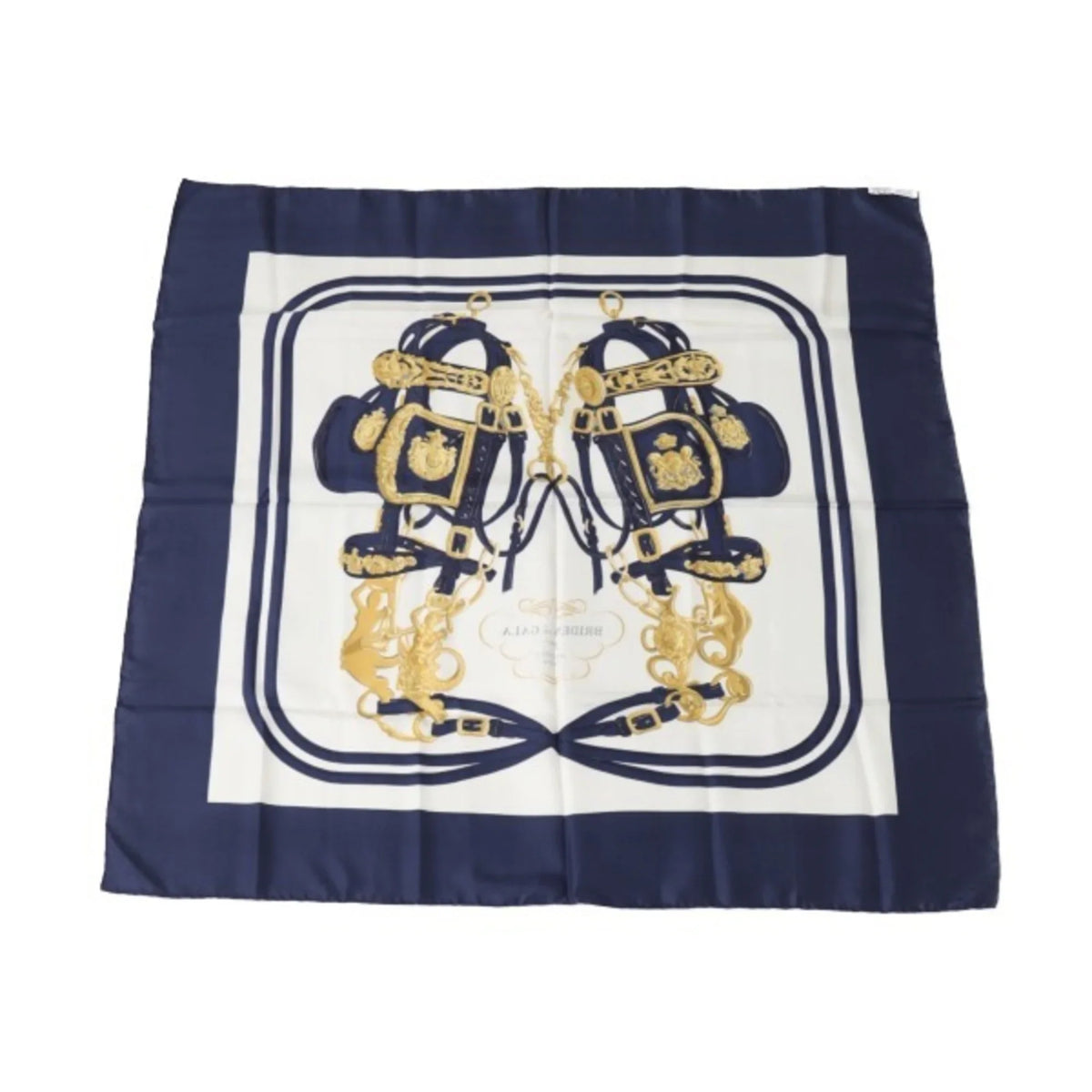 Pre-Owned HERMES BRIDES de GALA Carre90 Hermes Blue Scarf (Good)