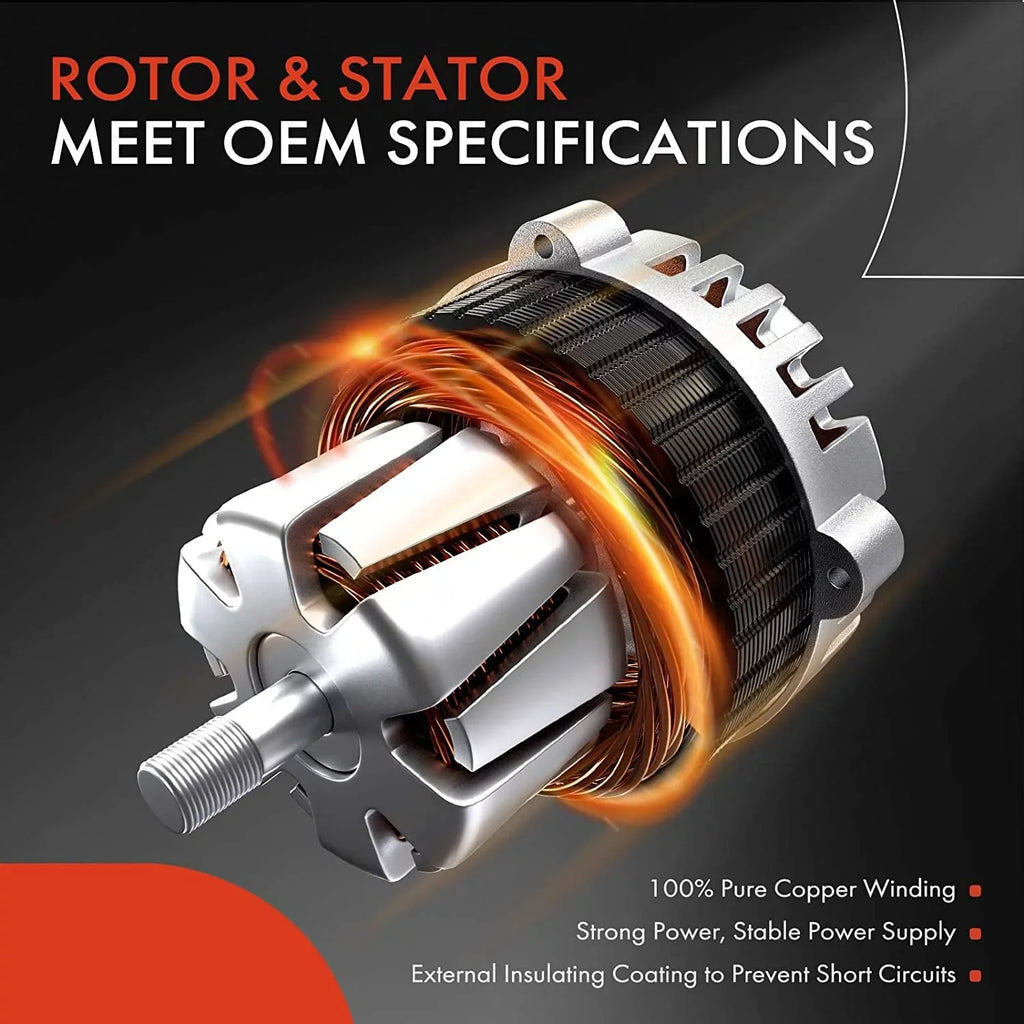 A-Premium Alternator Compatible with Isuzu Trooper 2000-2002 & Acura SLX 1999, V6 3.5L, 90Amp 12Volt CW 6-Groove Clutch Pulley